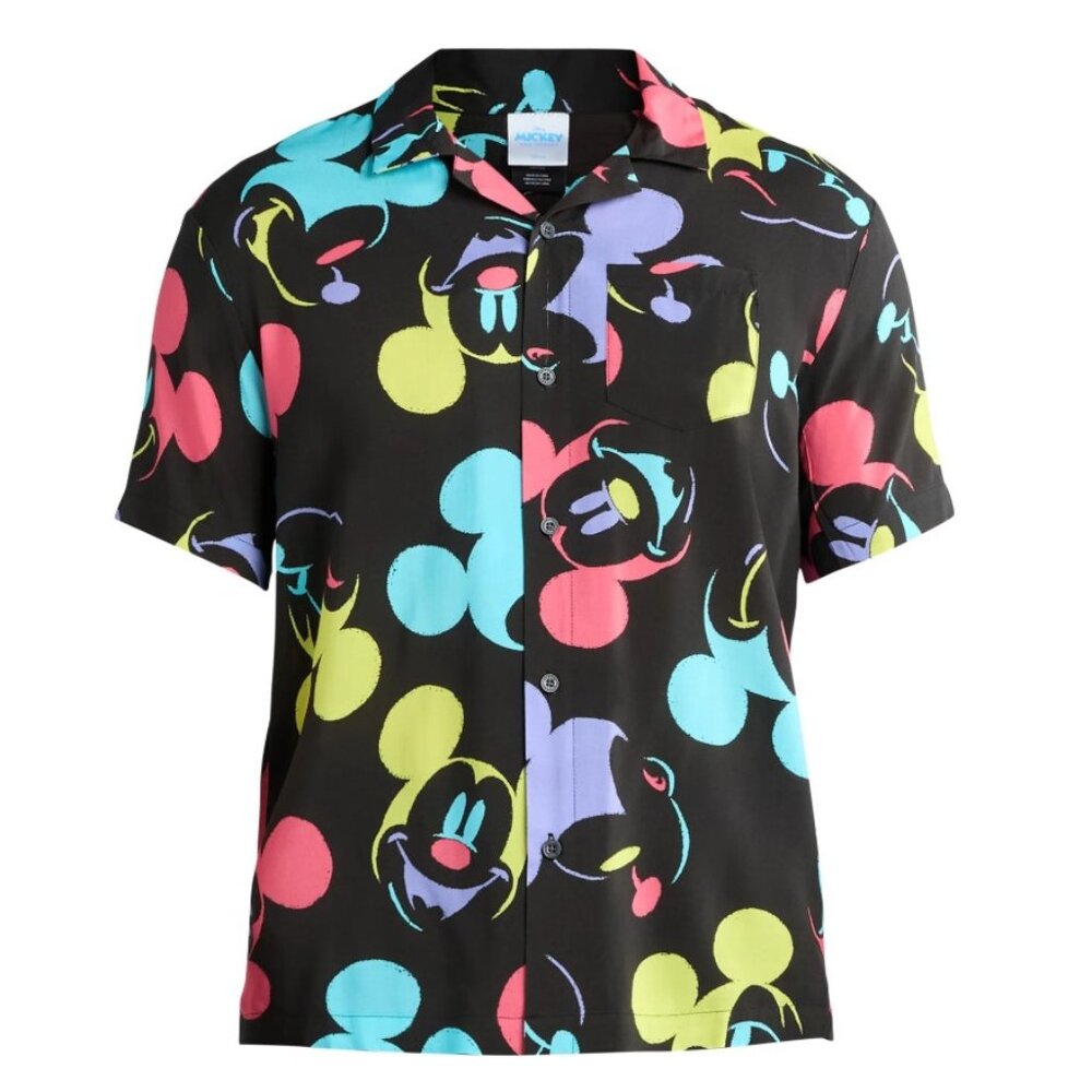 NEW Men's Disney Mickey Mouse Button Up Large (42/44) Short Sleeve Shirt